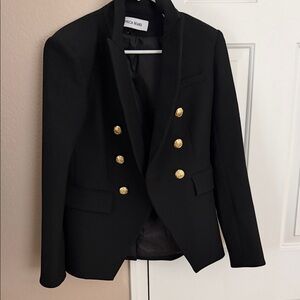 Veronica Beard Black Double-Breasted Blazer with Gold Buttons